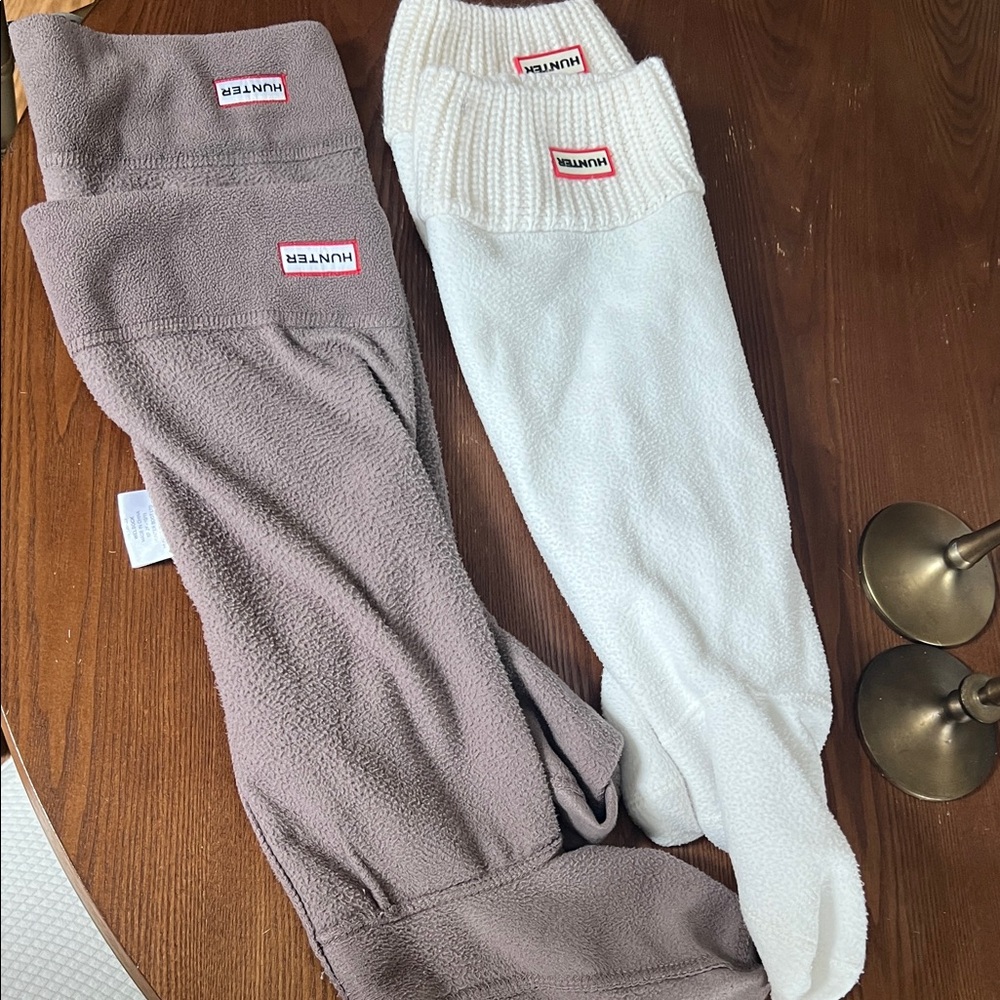 Hunter Taupe and White Fleece Boot Socks